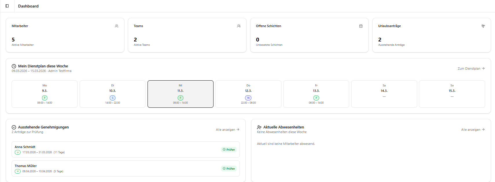 Kairos Dashboard — Wochenübersicht mit Statistiken
